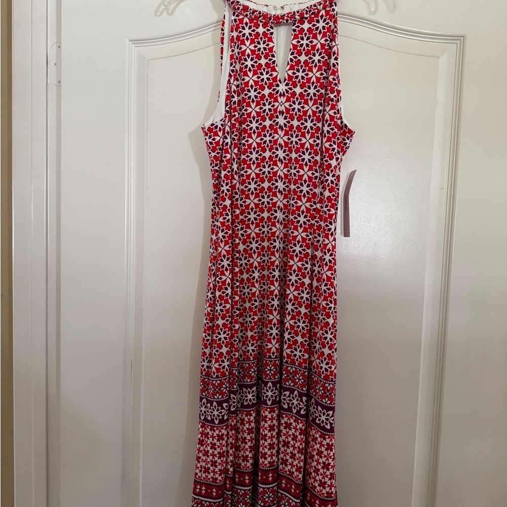 Red and White Sleeveless Dress